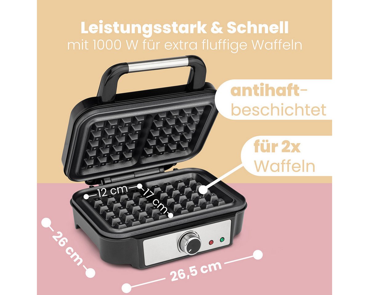 ProfiCook Waffeleisen PC-WA 1240, für 2 rechteckige Waffeln pro Backvorgang – Bild 4 von 5