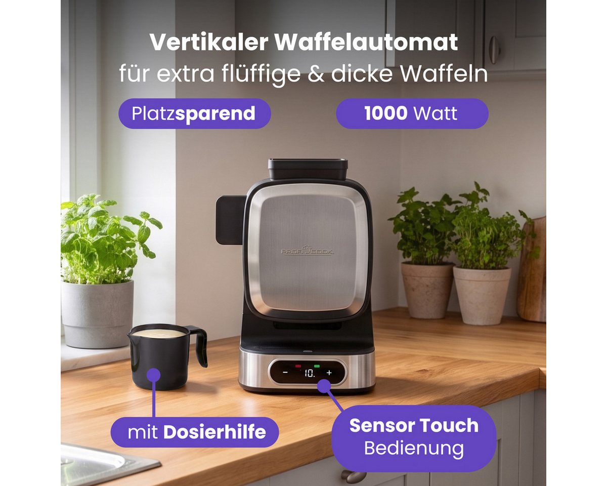 ProfiCook Waffeleisen PC-WA 1350, vertikales Waffeleisen Belgische Waffel, Antihaft – Bild 2 von 5