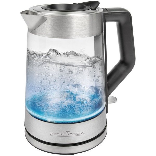 ProfiCook Wasserkocher PC-WKS 1190 G, Wasserkocher mit bunter Beleuchtung 1,7L Füllmenge