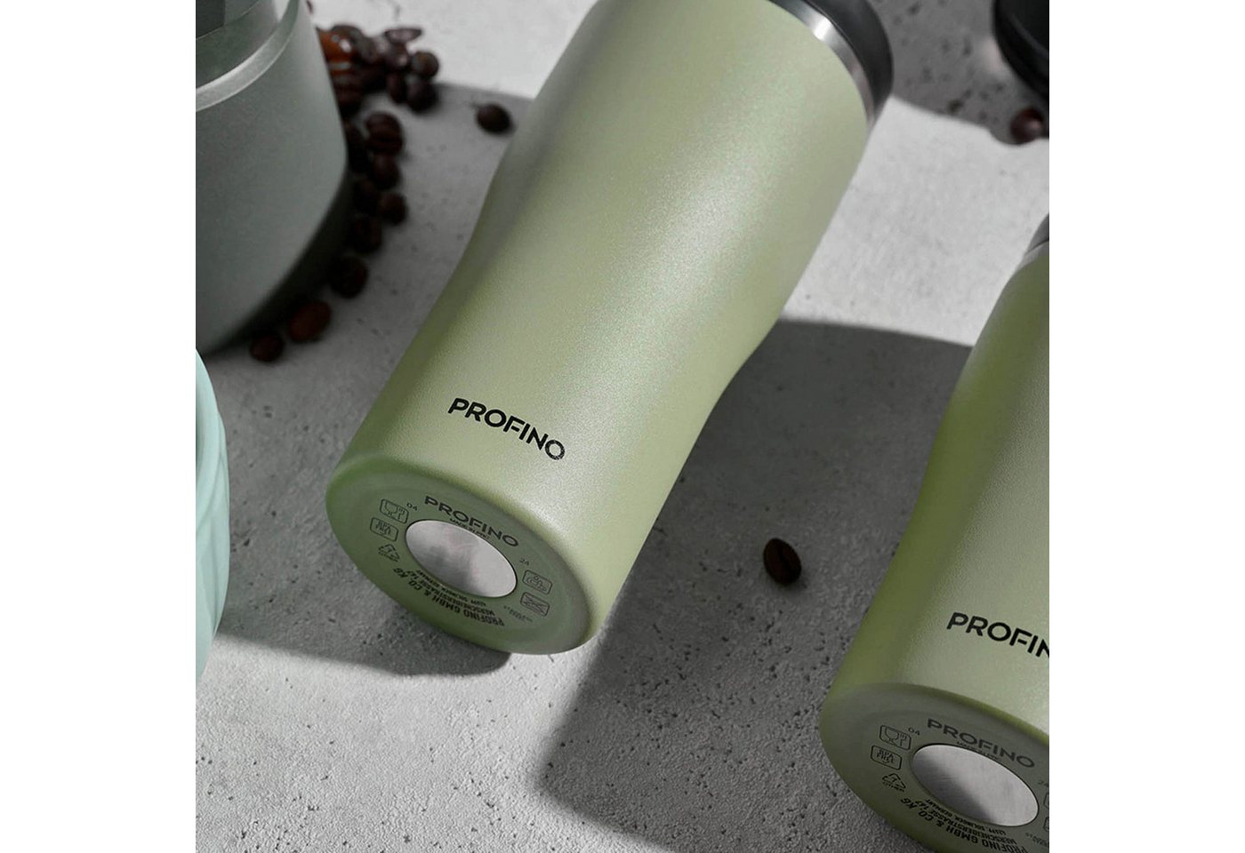 Profino Thermobecher BARISTA, salbei, Edelstahl, Kunststoff – Bild 4 von 5
