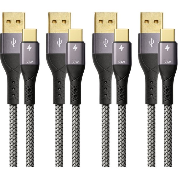 ProfiPatch ProfiPatch USB-A / USB-C Kabel Set 0,5m+1m+2m+3m grau Goldkontakt USB-Kabel