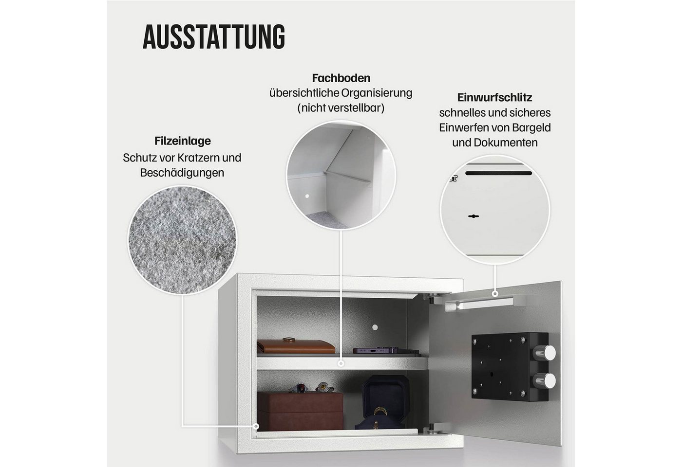 Profirst Möbeltresor Guardian 3 Einwurfschlitz Doppelbarschloss Silber – Bild 3 von 5