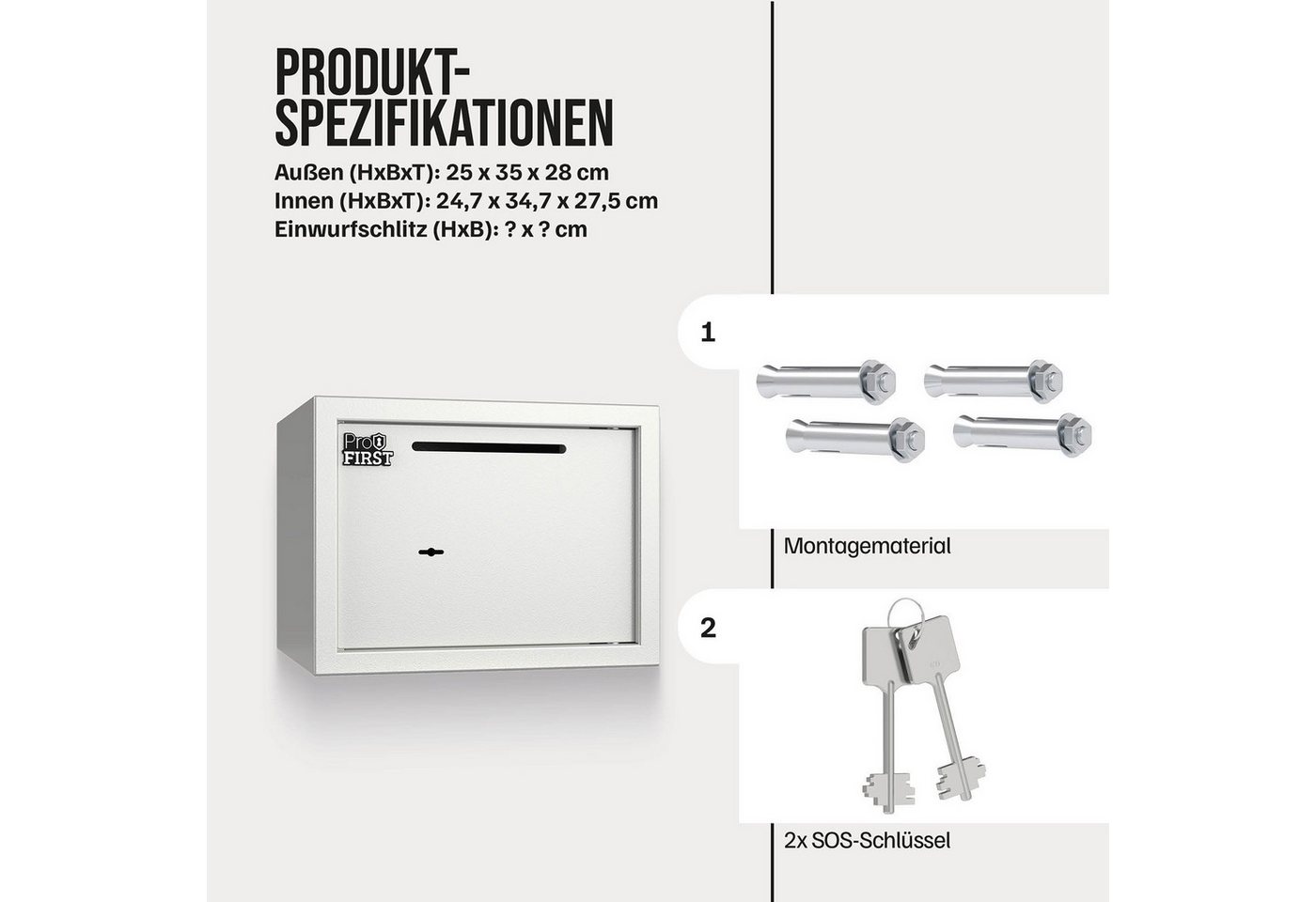 Profirst Möbeltresor Guardian 3 Einwurfschlitz Doppelbarschloss Silber – Bild 4 von 5