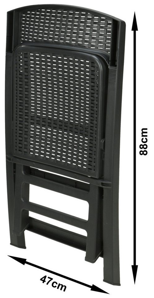 Progarden Garten-Essgruppe Gartenmöbel Kunststoff Anthrazit 5 Tlg. Set, (Set, 5-tlg., Tisch + 4 Klappstühle), UV-Beständig, Robust, Wetterfest, Made in Italy, H – Bild 4 von 5