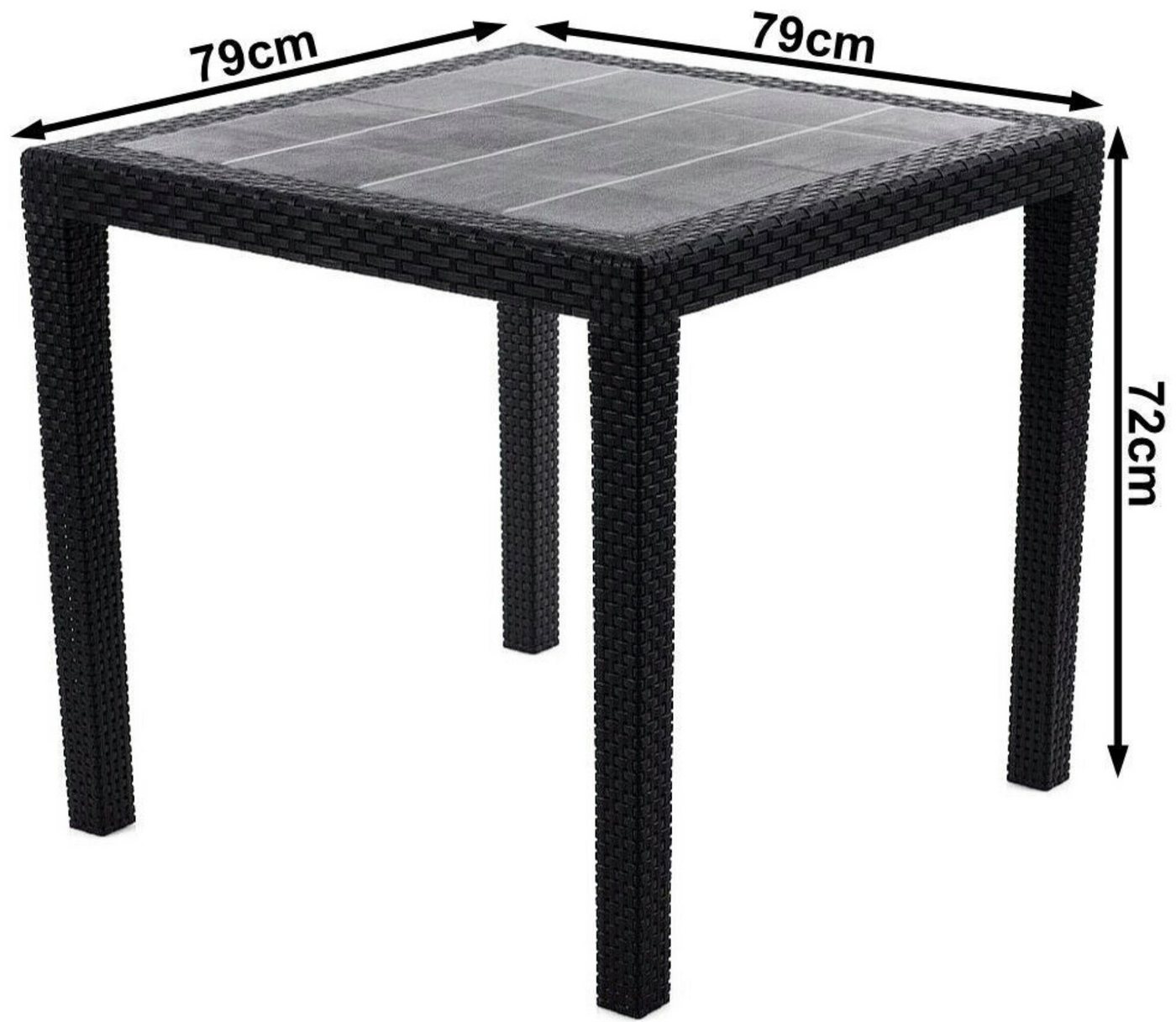 Progarden Gartentisch Kunststoff Anthrazit Rattanoptik Bistro 80 x 80 cm (Stück, 1-St., Packung), UV-Beständig, Robust, Wetterfest, Made in Italy, Hochwertig – Bild 3 von 5