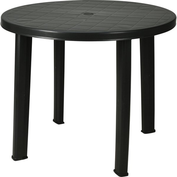 Progarden Gartentisch Terrassentisch Rund Ø 90 cm Anthrazit Schirmloch (Stück, 1-St., Packung), Kunststoff, Schirmloch 4cm, Mosaikmuster, Stecksystem, Standfest