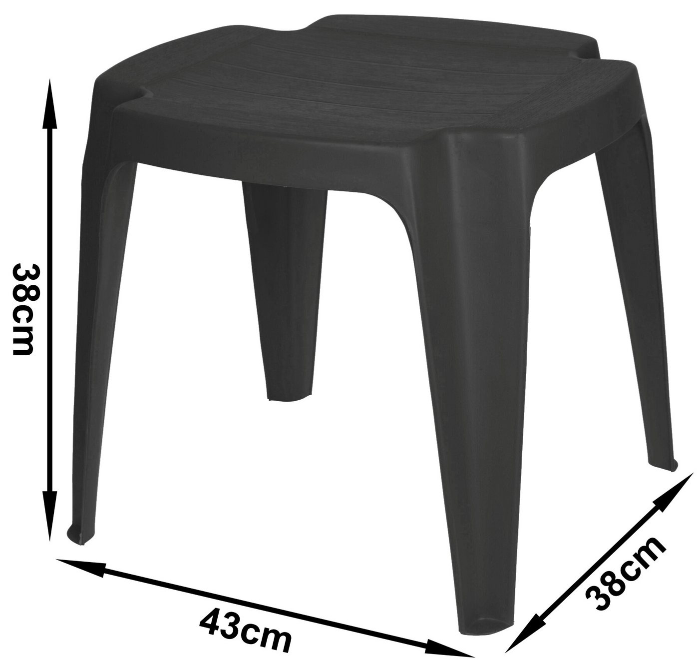 Progarden Sitzhocker Gartenhocker Kunststoff 43x38x38 cm Anthrazit Arbeitshocker 2er Set (Set, 2 St., Packung), Vierbeiner, Wetterfest, Kunststoff, Schwarz, Sta – Bild 3 von 4