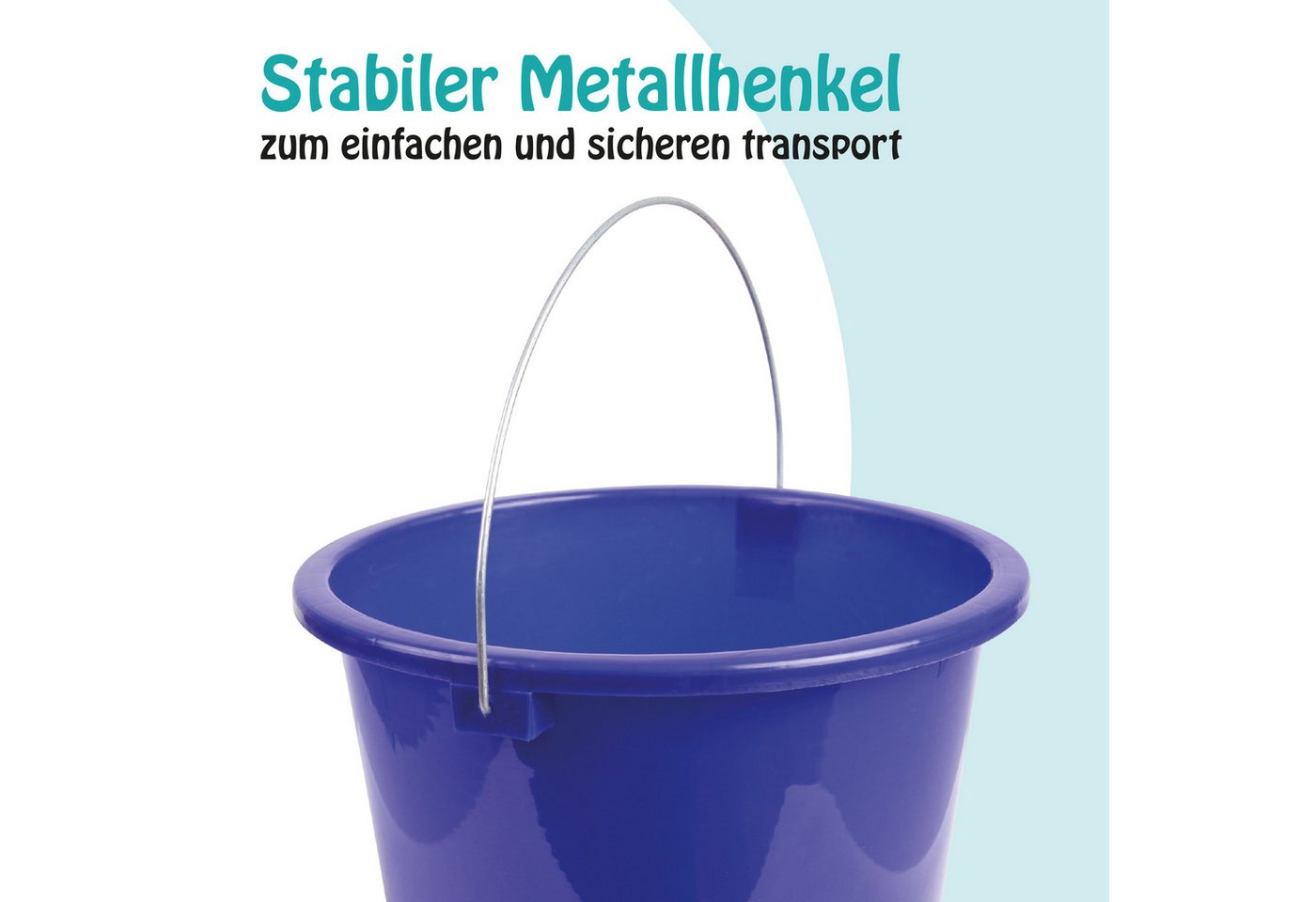 ProHome Putzeimer Kunststoffeimer Metallbügel, (1-tlg., 10 Liter), Eimer stapelbarer Haushaltseimer BPA-frei, Made in EU - Kunstsotff – Bild 2 von 5