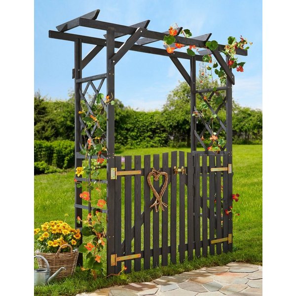 promadino Rosenbogen Pergola Ben Set, BxTxH: 200x65x208 cm, mit Türen, anthrazit