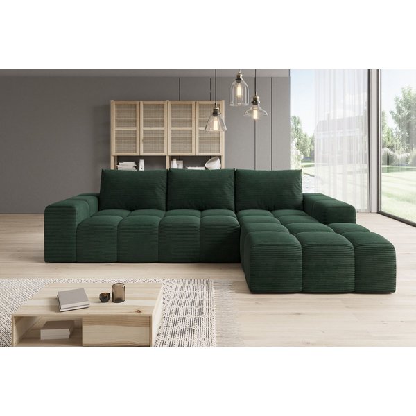PROMETO Möbel Ecksofa Cento Couch L-Form,Sofa Links/Rechts Teddy-Bouclé, Web oder Cord-Stoff