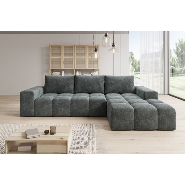 PROMETO Möbel Ecksofa Cento Couch L-Form,Sofa Links/Rechts Teddy-Bouclé, Web oder Cord-Stoff