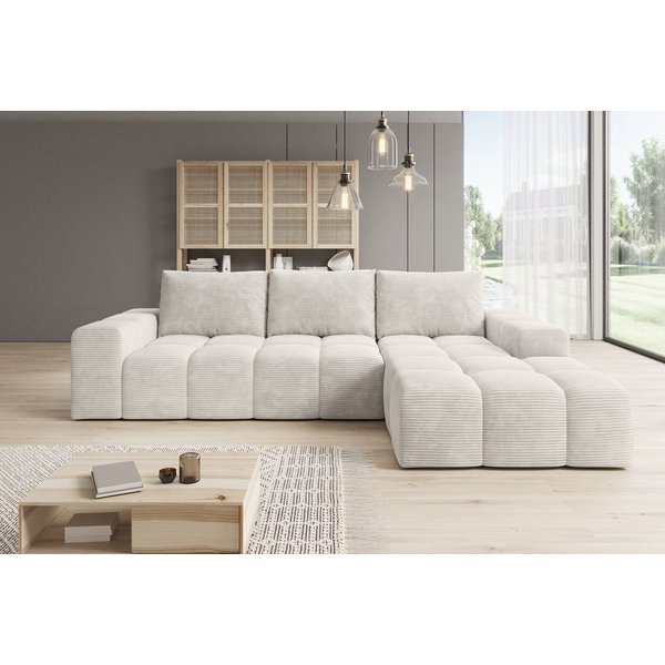 PROMETO Möbel Ecksofa Cento Couch L-Form,Sofa Links/Rechts Teddy-Bouclé, Web oder Cord-Stoff