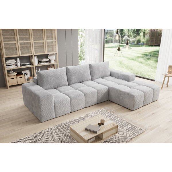 PROMETO Möbel Ecksofa Cento Couch L-Form,Sofa Links/Rechts Teddy-Bouclé, Web oder Cord-Stoff