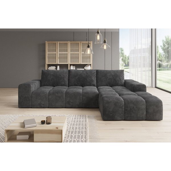 PROMETO Möbel Ecksofa Cento Couch L-Form,Sofa Links/Rechts Teddy-Bouclé, Web oder Cord-Stoff