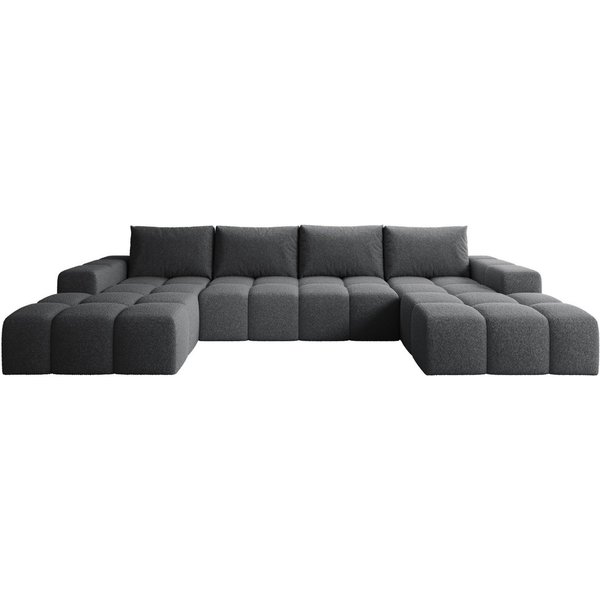 PROMETO Möbel Ecksofa Couch U-Form, Sofa U-Form Teddy-Bouclé, Web oder Cord-Stoff Cento