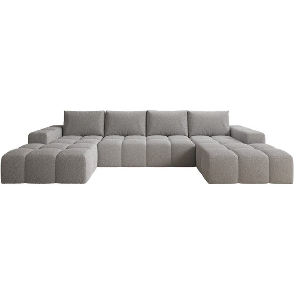 PROMETO Möbel Ecksofa Couch U-Form, Sofa U-Form Teddy-Bouclé, Web oder Cord-Stoff Cento