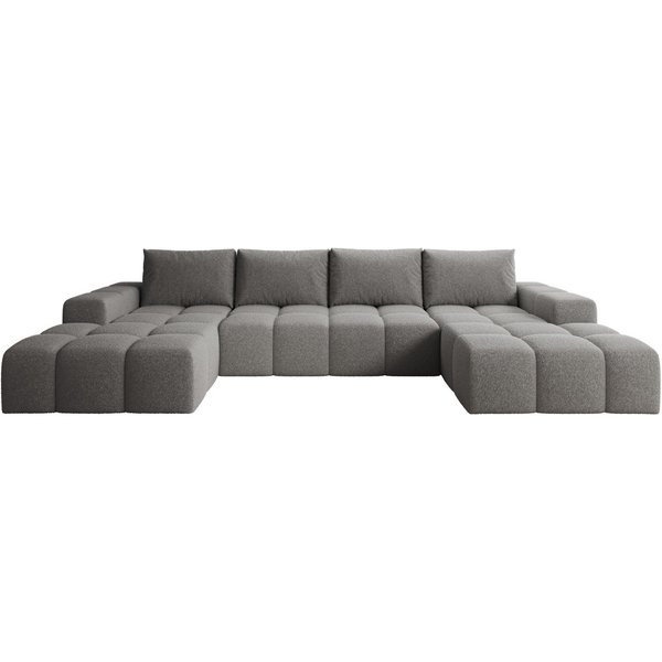 PROMETO Möbel Ecksofa Couch U-Form, Sofa U-Form Teddy-Bouclé, Web oder Cord-Stoff Cento