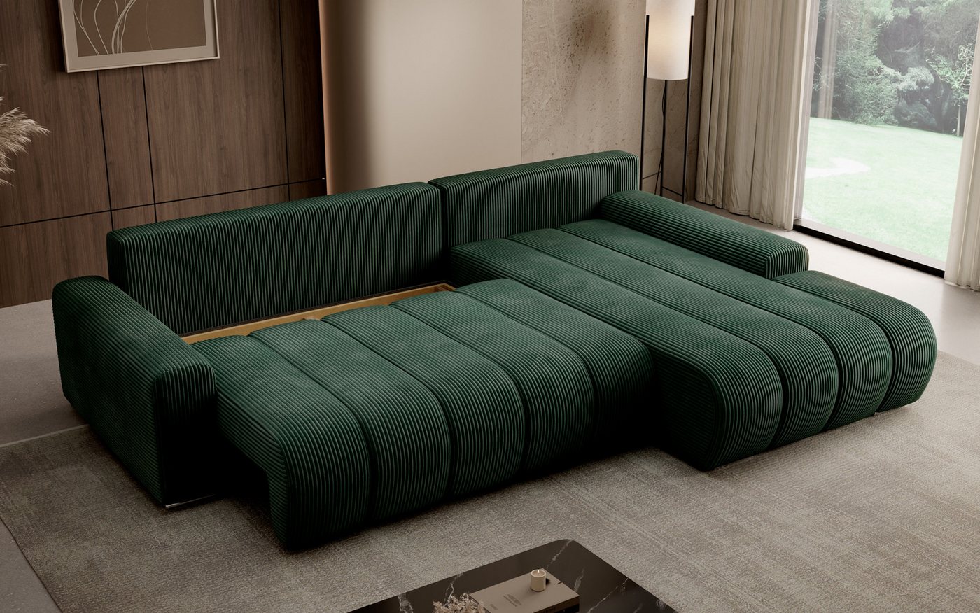 PROMETO Möbel Ecksofa Porto L mit Schlaffunktion und Bettkasten L-Form Links/Rechts – Bild 5 von 5