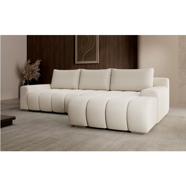 PROMETO Möbel Ecksofa Porto L mit Schlaffunktion und Bettkasten L-Form Links/Rechts