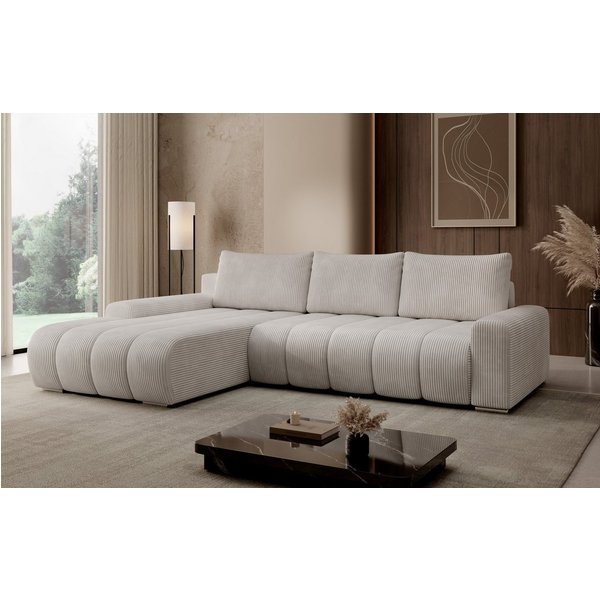PROMETO Möbel Ecksofa Porto L mit Schlaffunktion und Bettkasten L-Form Links/Rechts