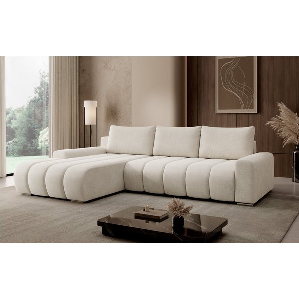 PROMETO Möbel Ecksofa Porto L mit Schlaffunktion und Bettkasten L-Form Links/Rechts