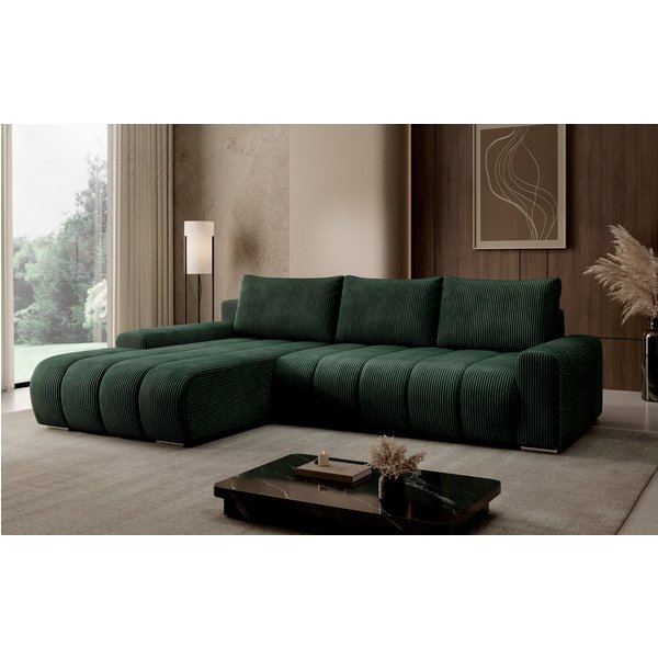 PROMETO Möbel Ecksofa Porto L mit Schlaffunktion und Bettkasten L-Form Links/Rechts