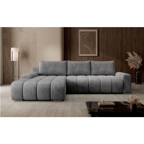 PROMETO Möbel Ecksofa Porto L mit Schlaffunktion und Bettkasten L-Form Links/Rechts