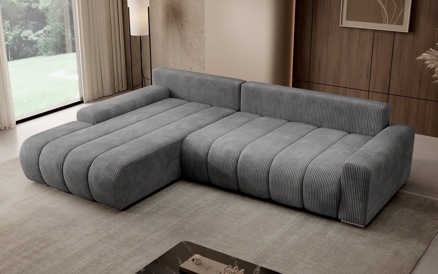 PROMETO Möbel Ecksofa Porto L mit Schlaffunktion und Bettkasten L-Form Links/Rechts – Bild 5 von 5