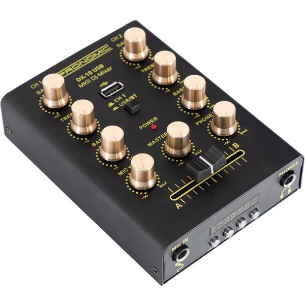 Pronomic DJ Controller DX-10 USB MKII DJ Mixer - 2-Kanal-DJ-Mixer mit 2 Line-Eingängen, (2-Band Equalizer), Bluetooth-Schnittstelle und USB-Player
