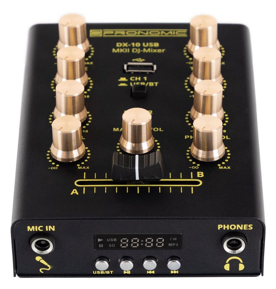 Pronomic DJ Controller DX-10 USB MKII DJ Mixer - 2-Kanal-DJ-Mixer mit 2 Line-Eingängen, (2-Band Equalizer), Bluetooth-Schnittstelle und USB-Player – Bild 4 von 5