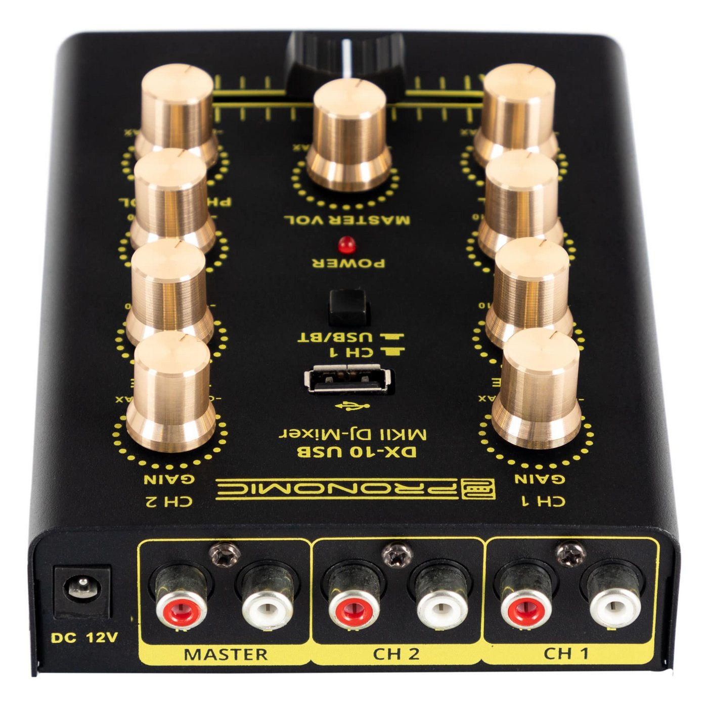 Pronomic DJ Controller DX-10 USB MKII DJ Mixer - 2-Kanal-DJ-Mixer mit 2 Line-Eingängen, (2-Band Equalizer), Bluetooth-Schnittstelle und USB-Player – Bild 5 von 5