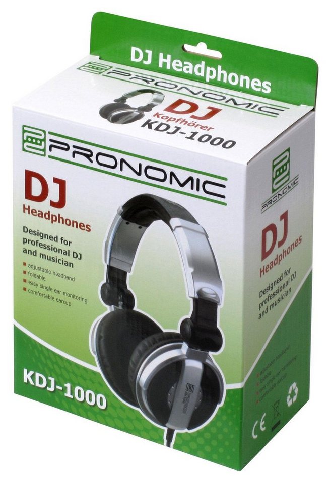 Pronomic KDJ-1000 DJ-Kopfhörer (Außenschallisolierung dynamischer Kopfhörer, 107 db SPL, 3,5 m Kabel, verstellbarer Kopfbügel, inkl. Adapter) – Bild 5 von 5