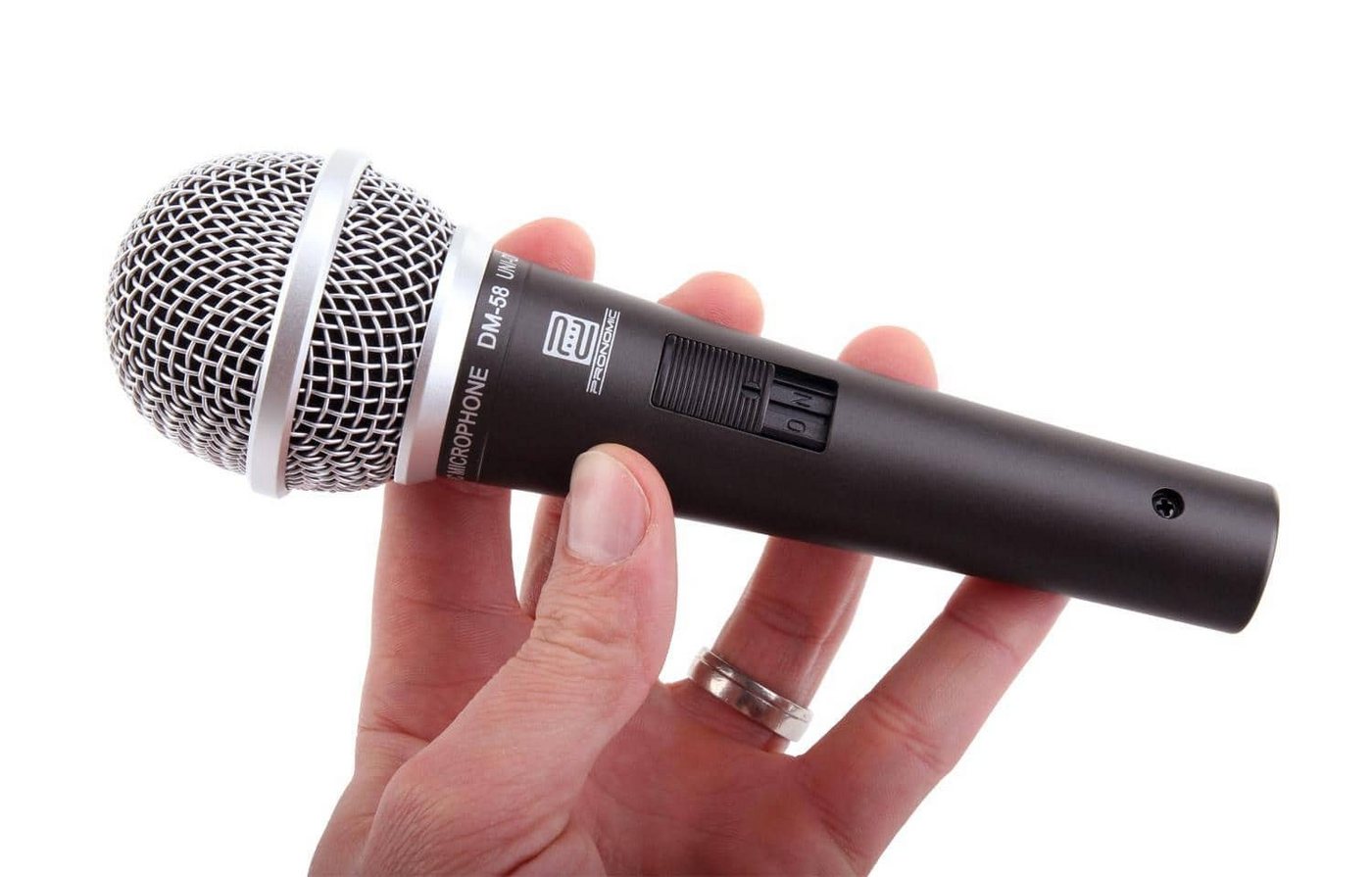 Pronomic Mikrofon DM-58 Dynamisches Gesangs Mikrofon mit Schalter (inkl. 3x Mikrofone und 3x 5m XLR Kabel, 6-tlg), Richtcharakteristik: Superniere – Bild 4 von 5