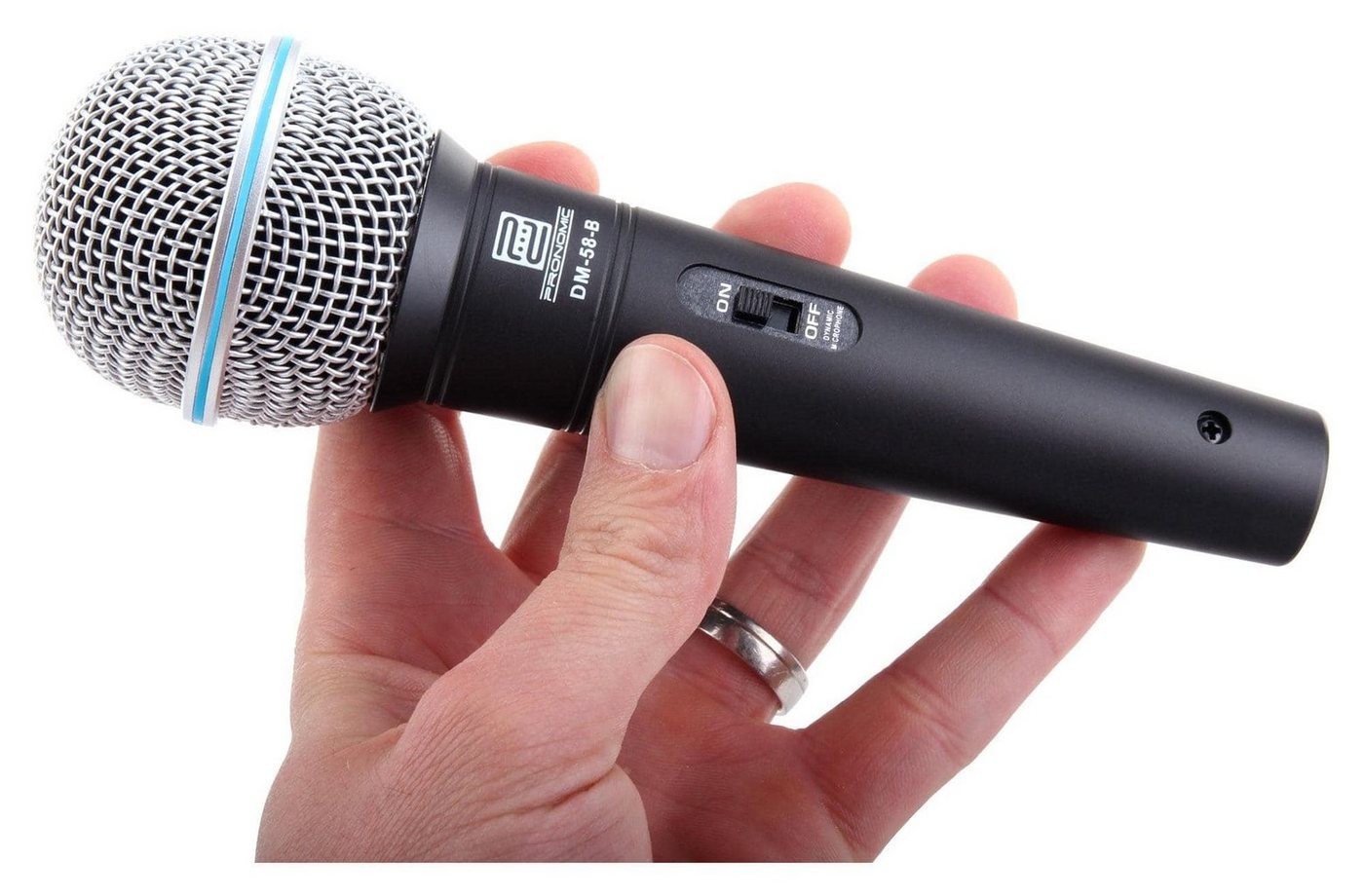 Pronomic Mikrofon Superstar XLR dynamisches Gesangs Mikrofonset (Komplettset), inkl. Galgenständer, 5m XLR-Kabel, Mikrofonklemme – Bild 2 von 5
