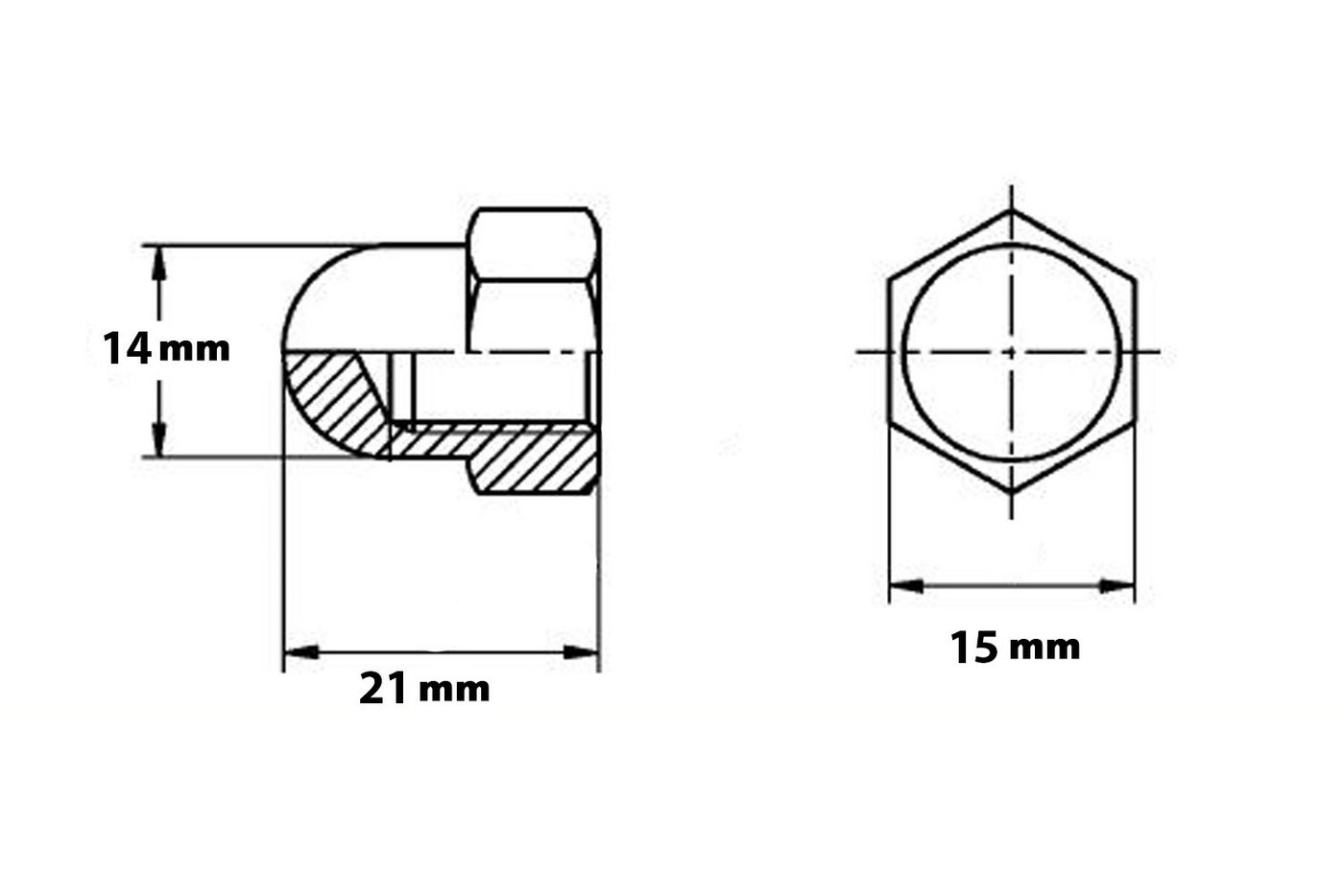 Prophete Muttern 2 Stück Fahrrad Hinterrad Hut Achs Mutter M10x21 Nabe 15mm – Bild 4 von 5