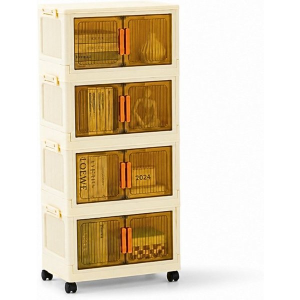 PROREGAL® Aufbewahrungsbox EasyCube stapelbar 4 Ebenen & Rollen Stapelboxen