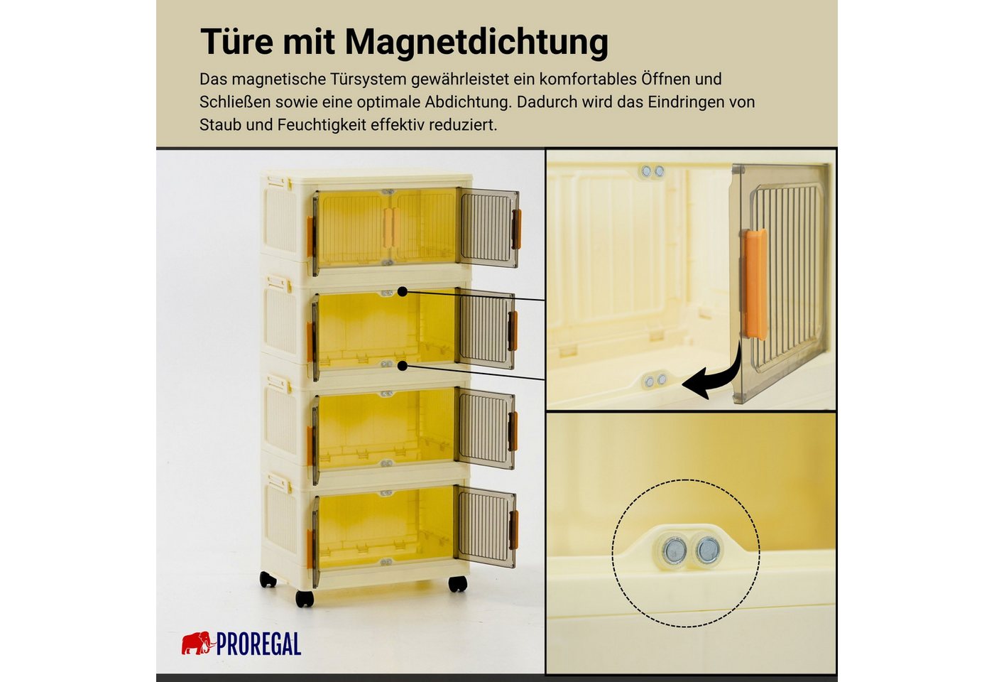 PROREGAL® Aufbewahrungsbox EasyCube stapelbar 4 Ebenen & Rollen Stapelboxen – Bild 3 von 5