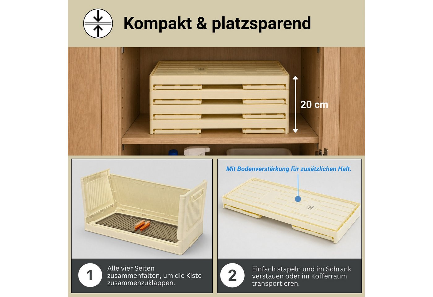 PROREGAL® Aufbewahrungsbox EasyCube stapelbar 4 Ebenen & Rollen Stapelboxen – Bild 5 von 5
