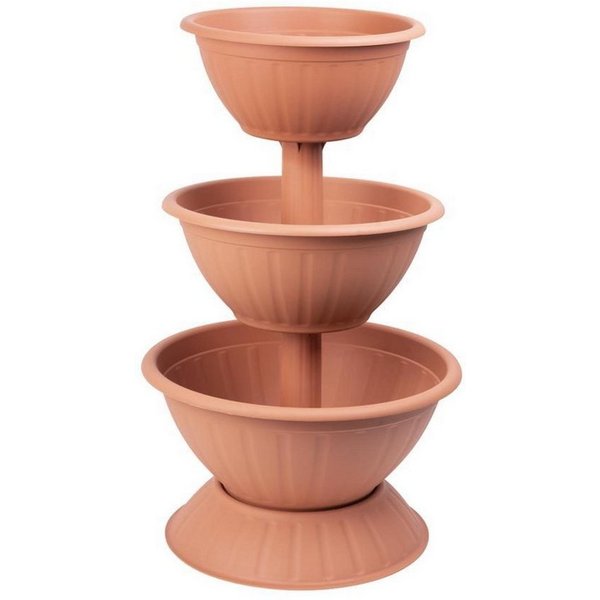 PROREGAL® Blumentopf Dreistöckige Blumentopf Pyramide, 86cm, Terrakotta
