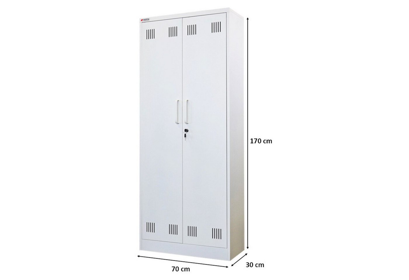PROREGAL® Mehrzweckschrank Abschließbarer Flügeltürenschrank Stahlschrank RHINO Putzmittel- & Besenschrank Haushaltsschrank 5 Fächer & Kleiderstange – Bild 3 von 5
