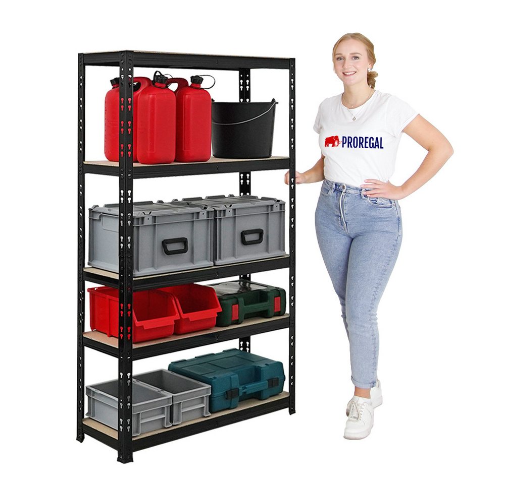 PROREGAL® Schwerlastregal MegaDeal 4 Stück APOLLO 150x90x30cm Fachlast 175kg Schwarz, 4-tlg. – Bild 4 von 5