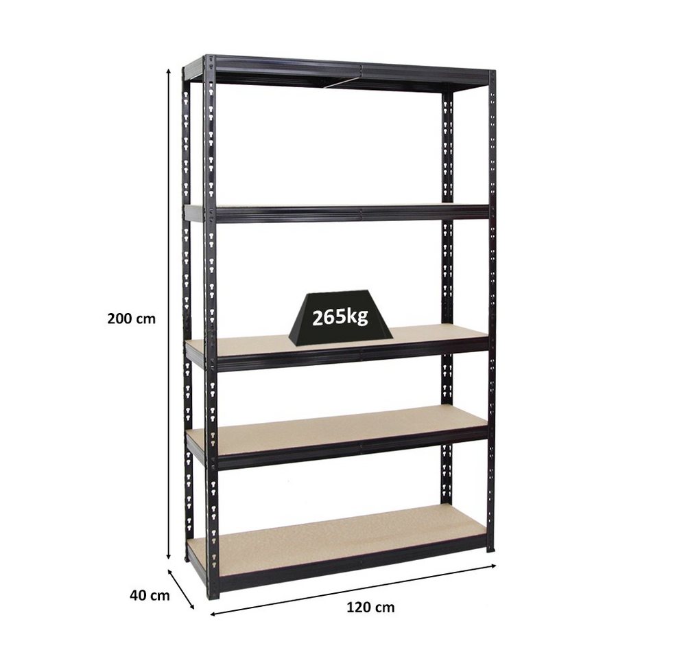 PROREGAL® Schwerlastregal Robustes Lagerregal TIGER 220-180x90-180x40-60cm 5-6 Ebenen, Stabiles Garagenregal Kellerregal Lastenregal Lagerregal Steckregal – Bild 3 von 5