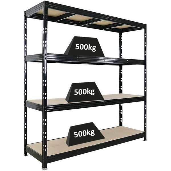 PROREGAL® Schwerlastregal Steckregal Profi-Weitspannregal RHINO bis zu 500kg Fachlast, Stabiles Garagenregal Kellerregal Lastenregal Lagerregal Steckregal