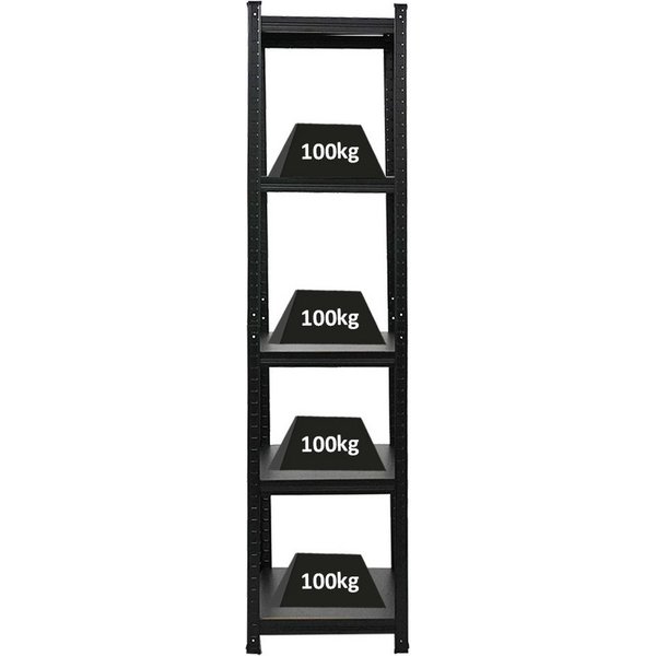 PROREGAL® Schwerlastregal Wohnregal Designregal Series RAGNAR Fachlast 100kg, Kellerregal Steckregal Garagenregal Wohnregal Schwarzes Gestell