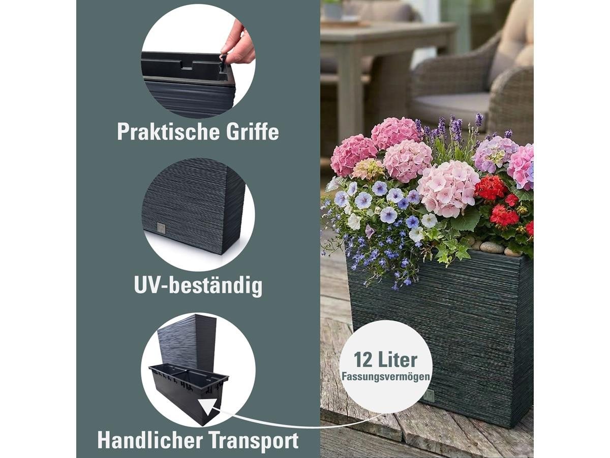 Prosperplast Blumenkasten Blumentopf Furu, inkl. Pflanzeinsatz, weiß, 58 x 18 x 49,8 cm – Bild 2 von 4
