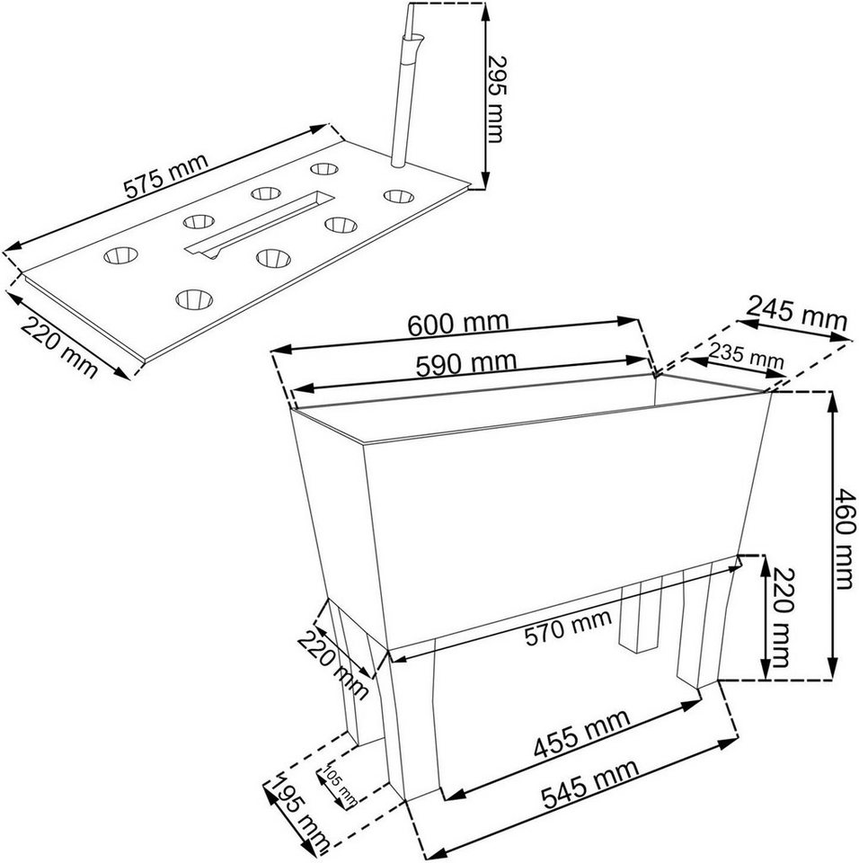 Prosperplast Blumentopf DRTC600H, Blumentopf + Bewässerungssystem Rato Case High – Bild 2 von 2