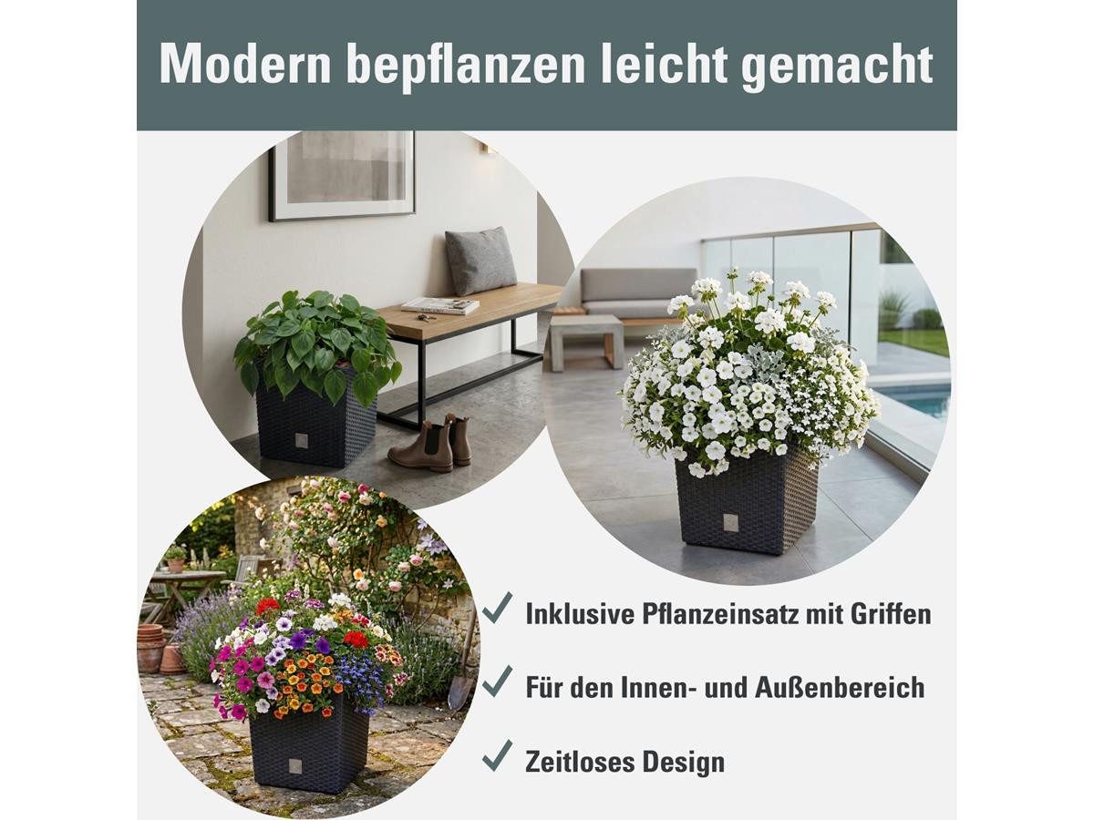 Prosperplast Blumentopf Rato Low (40,8 cm, inkl. Einsatz), ideal für den Innen- und Außenbereich – Bild 2 von 4