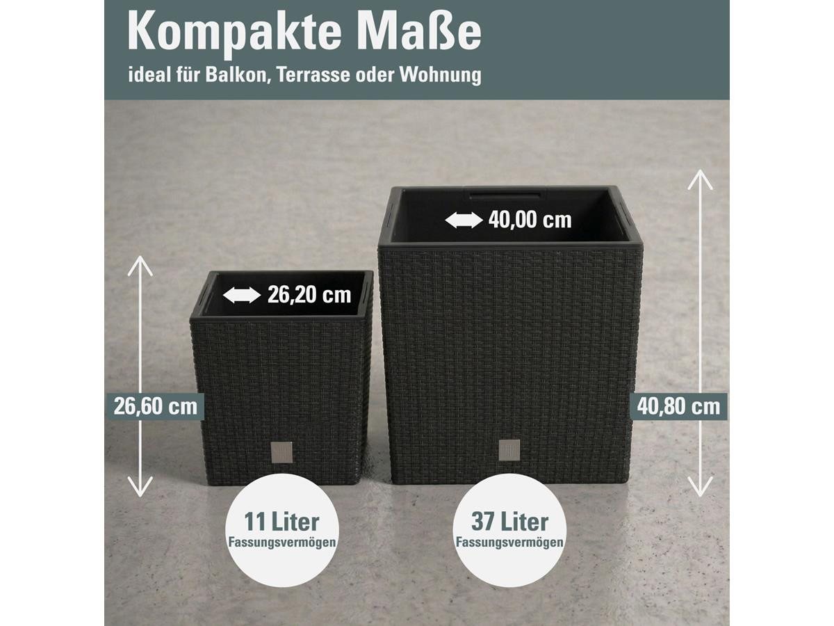 Prosperplast Blumentopf Rato Low (40,8 cm, inkl. Einsatz), ideal für den Innen- und Außenbereich – Bild 3 von 4