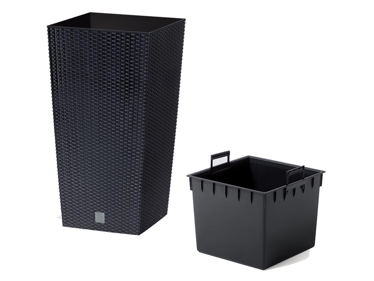 Prosperplast Blumentopf Rato Square, mit Einsatz, 32,5 x 32,5 x 61 cm, anthrazit, wetterfest & UV-beständig – Bild 5 von 5