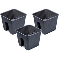 PROSPERPLAST Geländertopf Ratolla Railing 3-er Set (Quadratisch, Anthrazit, 272x272x225 mm)